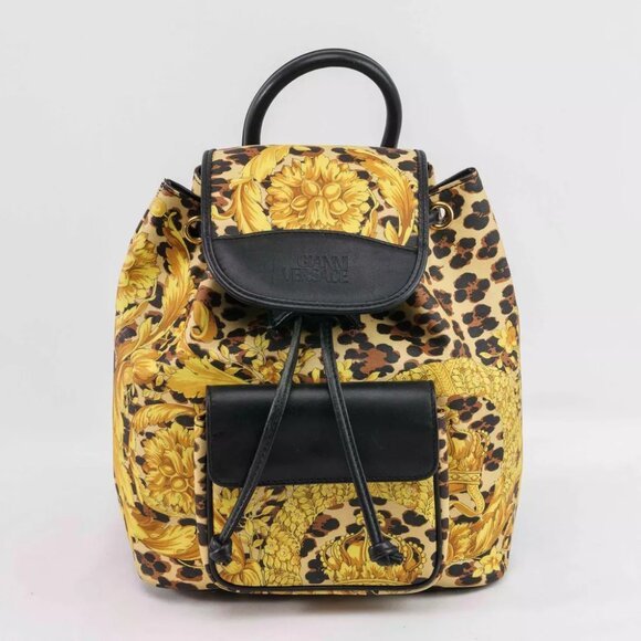 Authentic Gianni Versace Baroque Leopard Sunburst Backpack